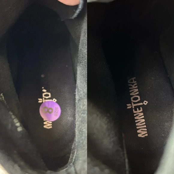 Minnetonka Black  Lace-Up Fringe Wedge Booties - Picture 12 of 12